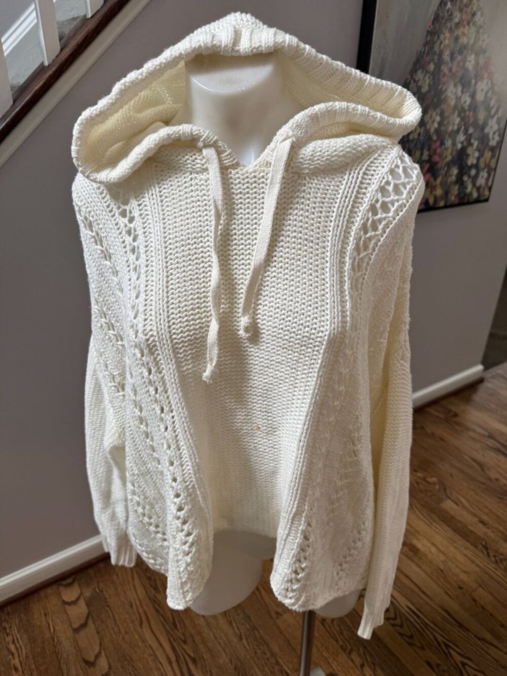 Flying Point Surf Shop & Sport Cotton Knit Hooded Sweater White Size Small